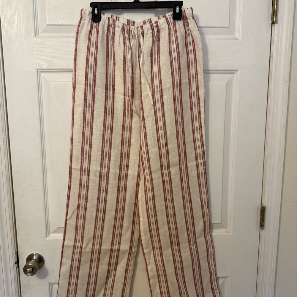 Reformation Olina Linen Stripe Drawstring Pant - Picture 2 of 6